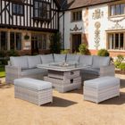Aurora Range Large Round Corner Sofa Set with Fire Pit Rising Table
