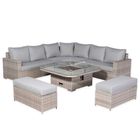 Aurora Range Large Round Corner Sofa Set with Fire Pit Rising Table