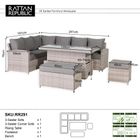 Monaco Range Left Hand Corner Sofa Set with Rising Table in Beige Grey Weave