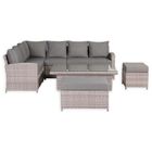 Monaco Range Left Hand Corner Sofa Set with Rising Table in Beige Grey Weave