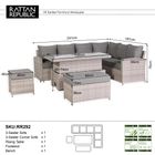 Monaco Range Right Hand Corner Sofa Set with Rising Table in Beige Grey Weave