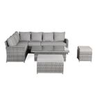 Monaco Range Left Hand Corner Sofa Set with Rising Table in Dark Grey Weave