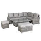 Monaco Range Right Hand Corner Sofa Set with Rising Table in Dark Grey Weave