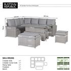 Monaco Range Left Hand Corner Sofa Set with Rising Table in Light Grey Weave