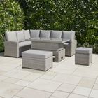 Monaco Range Left Hand Corner Sofa Set with Rising Table in Light Grey Weave