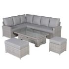 Monaco Range Left Hand Corner Sofa Set with Rising Table in Light Grey Weave