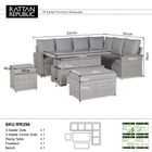 Monaco Range Right Hand Corner Sofa Set with Rising Table in Light Grey Weave