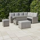 Monaco Range Right Hand Corner Sofa Set with Rising Table in Light Grey Weave