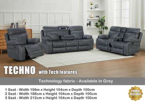 TECHNO POWER RECLINER SOFA WITH TECH FEATURES