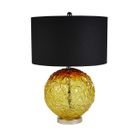 Clear Brown Glass Table Lamp with Black Linen Shade