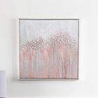 Medium Pink & Silver Framed Abstract Canvas With Crystal Stone Design Wall Art