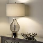Clear Table Lamp with Cream Linen Shade