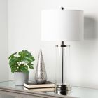 Black and White Splash Glass Table Lamp with Black Velvet Shade