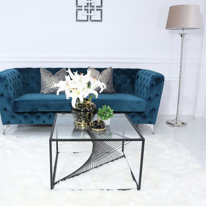 Value Luna Black Metal And Glass End Table