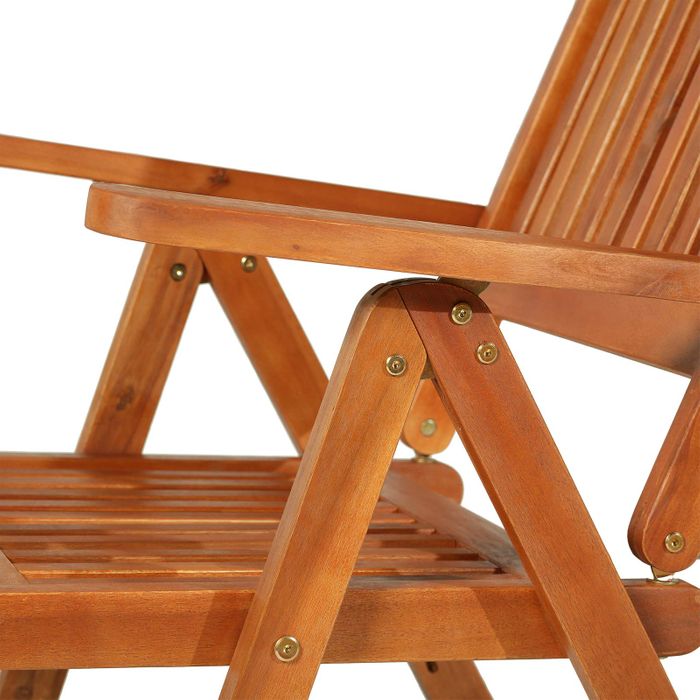 582011 - 5 Positions Foldable Chairs Acacia Wood Natural Colour