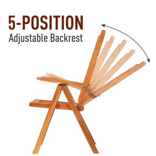582011 - 5 Positions Foldable Chairs Acacia Wood Natural Colour