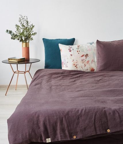 Mauve Washed Linen Bed Set
