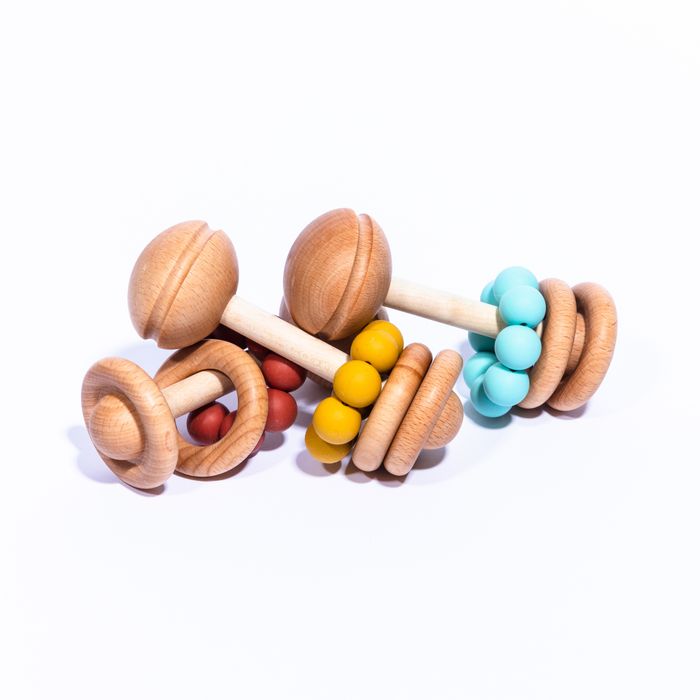 Silicone and Wooden Rattle