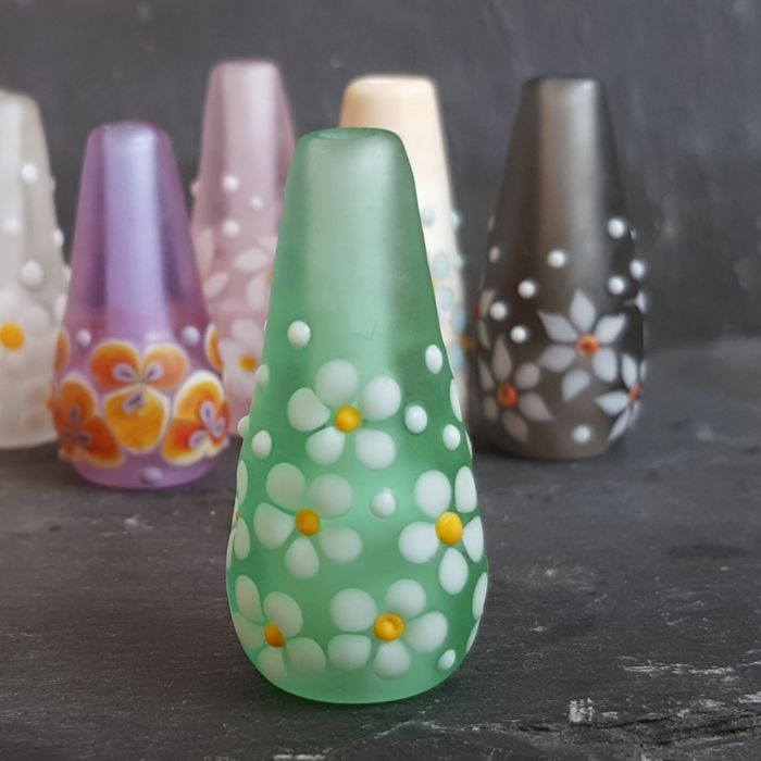 Light Pull - Floral, Flowery Light Pull, Lampwork Light Pull, Glass Light Pull, Flora Collection
