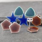 Colourful Geometric Stud Earrings in sterling Silver with Vitreous Enamel