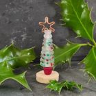 Glass Christmas Tree Ornament - Frosted Red and Green Speckle