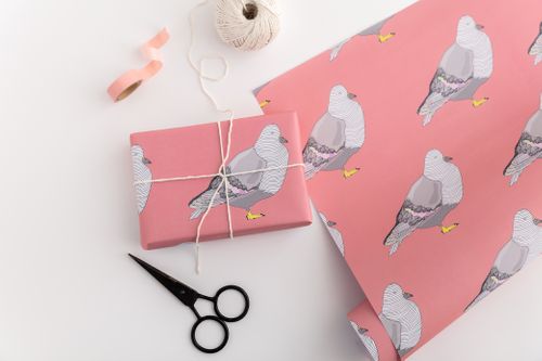 Pigeon gift wrap (pink)