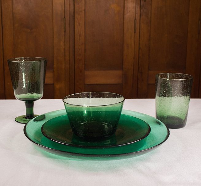 Hand Blown Recycled Glass Tableware
