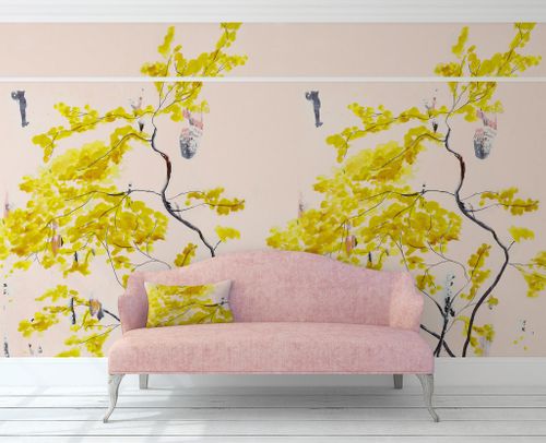 Anna Jacobs launches her first collection of mural wallpaper and  a new collection of lampshade and cushion fabrics