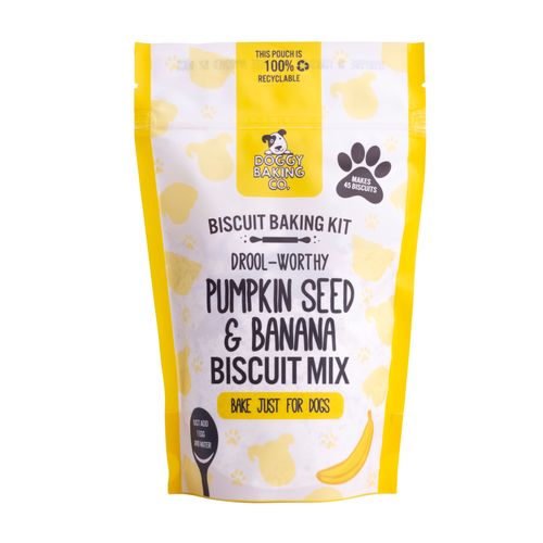 Pumpkin Seed & Banana Dog Treat Biscuit Mix in a Pouch