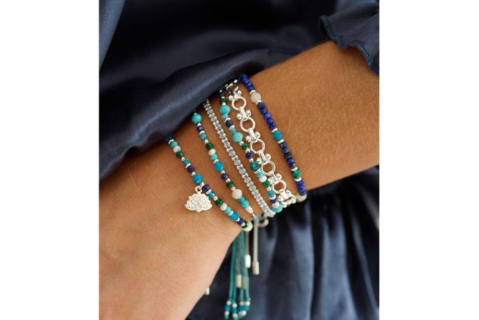 Regal Silver Pull Through Gemstone Bracelet