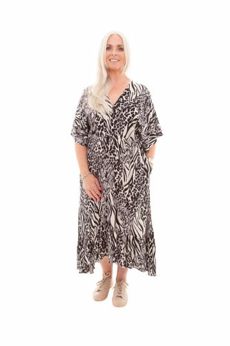 Animal Print Kimono Sleeve Dress