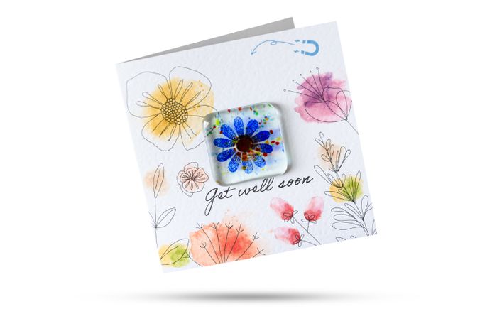 Fused Glass Magnet Present Greeting Cards
