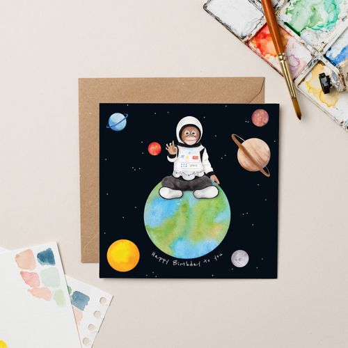 Oliver in Space Birthday Card