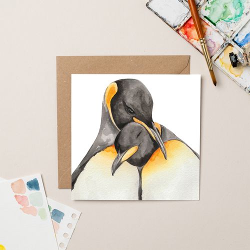 Penguin Love Birds Card