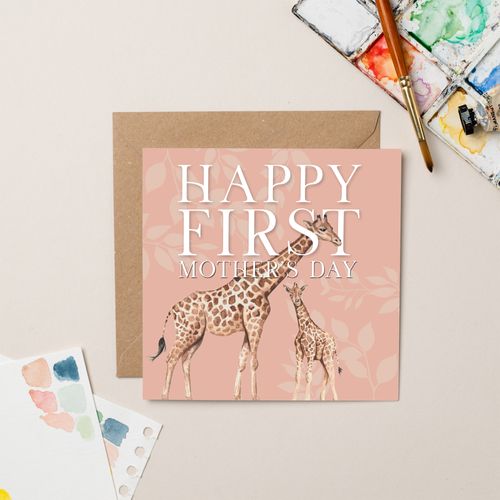 Giraffe Happy First Mother's Day Card