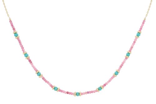 Syros Pink Tourmaline Turquoise Necklace