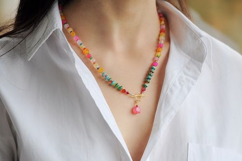 Multi colour semi precious stone necklace