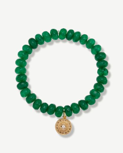 Hilla Green Agate Evil Eye Charm Bracelet
