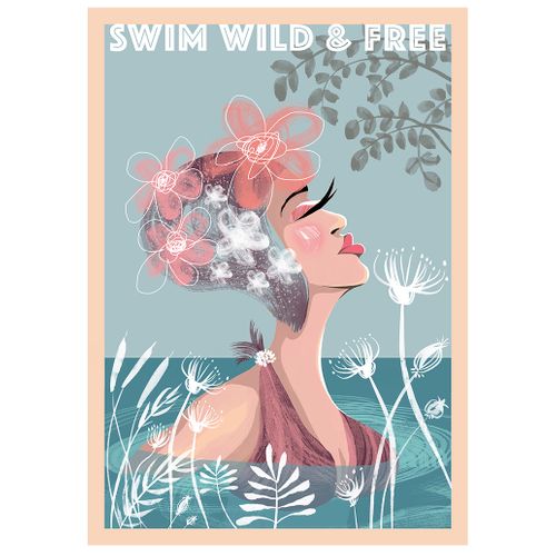 ART PRINT – 'Swim Wild & Free / Cool Summer Dip'