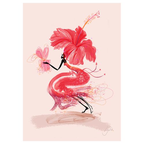 GREETINGS CARD – 'Miss Hibiscus' Collection Flowers of the catwalk