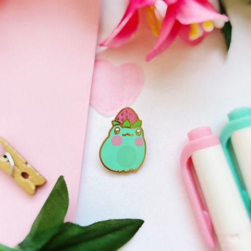 Lily the frog enamel pin