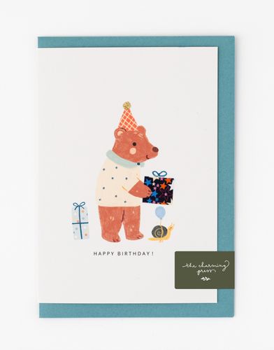 Birthday Bear Card - made with Liberty Adelajda's Wish fabric