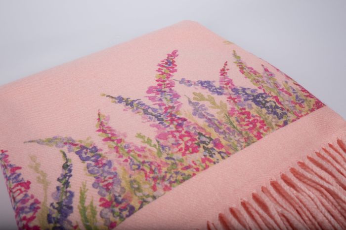 Cashmere Feel Scarves Handprinted with Heather