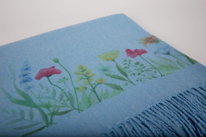 Cashmere Feel Scarves Handprinted with Wildflowers