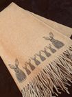 Cashmere Feel Scarves Handprinted with Hares