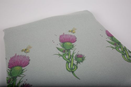 Cashmere Feel Scarves Handprinted with Thistles and Bee