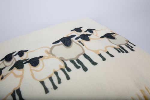 Cashmere Feel Scarves Handprinted with Sheep