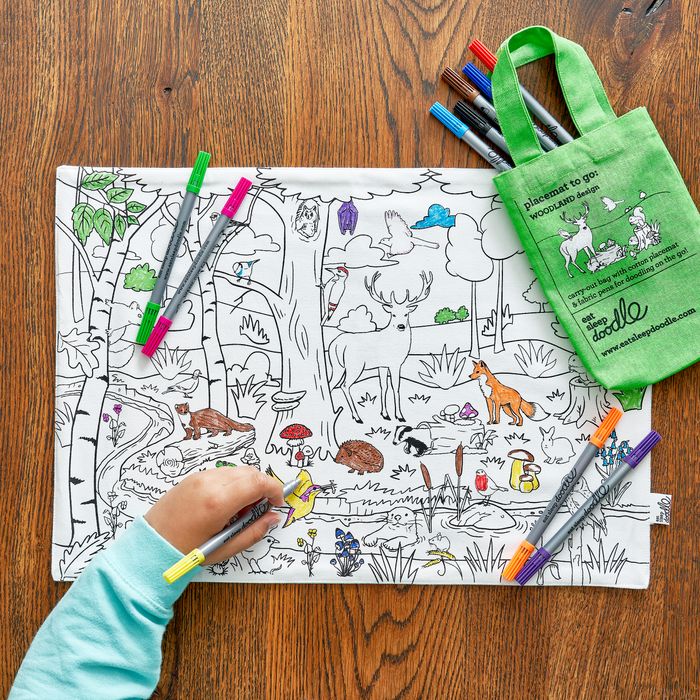 NEW woodland placemat to go - colour in & learn