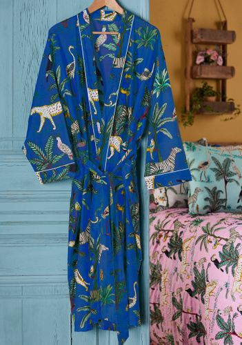 Jungle Print Dressing Gown - Blue