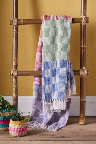 Recycled Cotton Check Throw